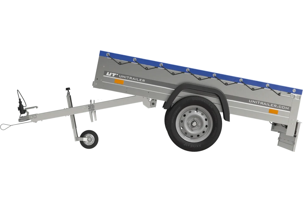 Remorque Garden Trailer 200 Kipp avec roue jockey et bâche plate bleue
