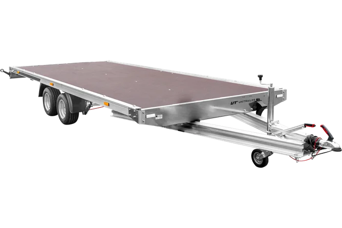 Dépanneuse plate-forme en aluminium à deux essieux UNIPLAT 600 ALU PTAC 3500 KG avec rampes de chargement