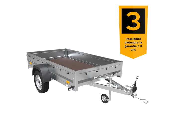 Remorque voiture simple essieu Unitrailer Garden Trailer 230 x 125 cm avec timon fixe 500/750 kg – Image 3